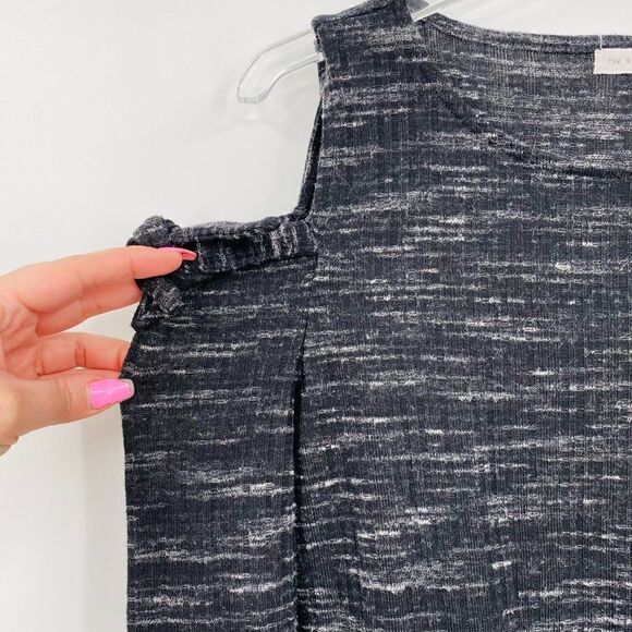 Rag & Bone Size Medium Black Spacedye Tied Cold Shoulder Knit Top Long Sleeve - Picture 4 of 6